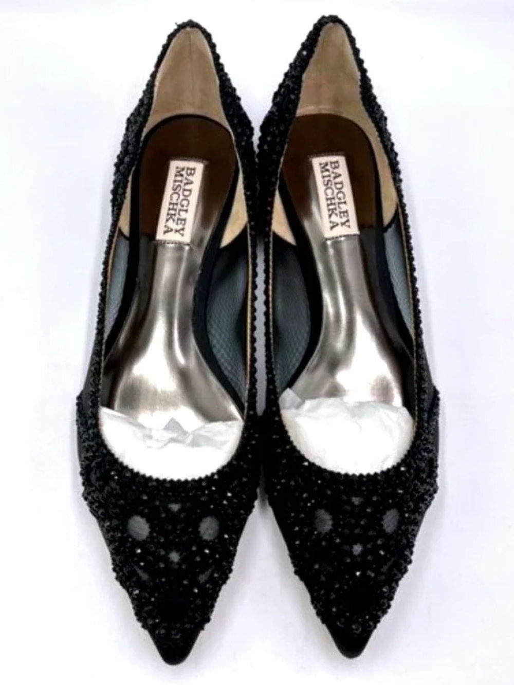 Badgley Mischka Black ‘Gigi’ Beaded Flats Sz 9.5